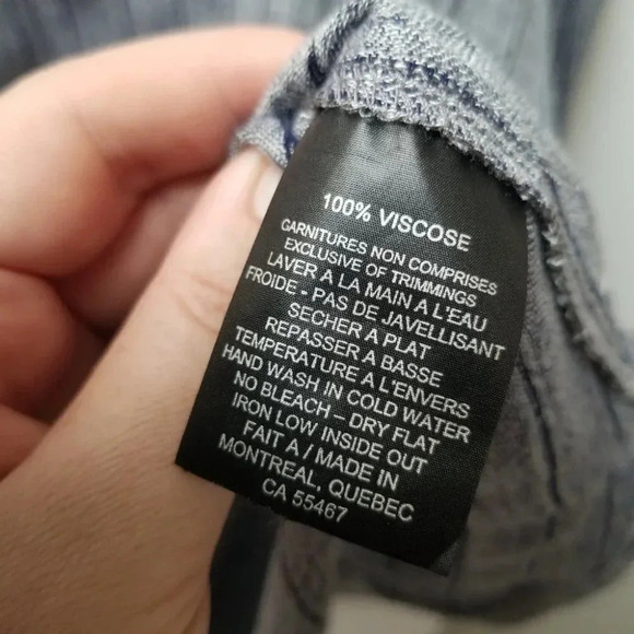 Melissa Nepton 100% Viscose Striped Collarless Button Down  Shirt L - Picture 3 of 10